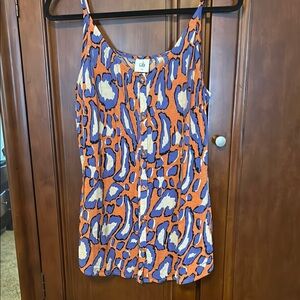 CAbi Orange and Blue Fitted Camisole Top
